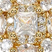 Lab Grown Plated Rectangle Cubic Zirconia with Scallop Halo Necklace and Earring Set