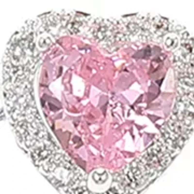 Lab Created Silver Plated CZ Bolo Tennis Bracelet with Pink Heart and Stud Earring Set