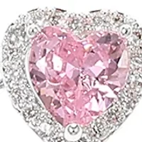 Lab Created Silver Plated CZ Bolo Tennis Bracelet with Pink Heart and Stud Earring Set