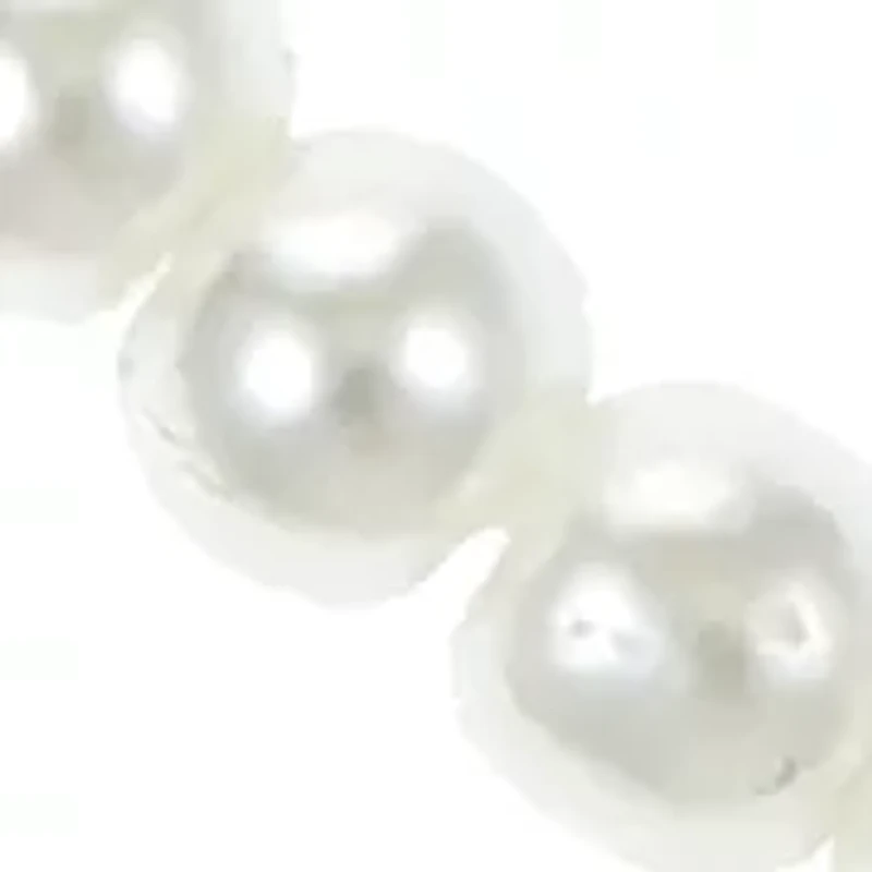 Lab Grown Silver Plated Pearl Bracelet with Cubic Zirconia Cross and Cross Stud Earring Set