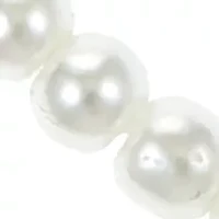 Lab Grown Silver Plated Pearl Bracelet with Cubic Zirconia Cross and Cross Stud Earring Set