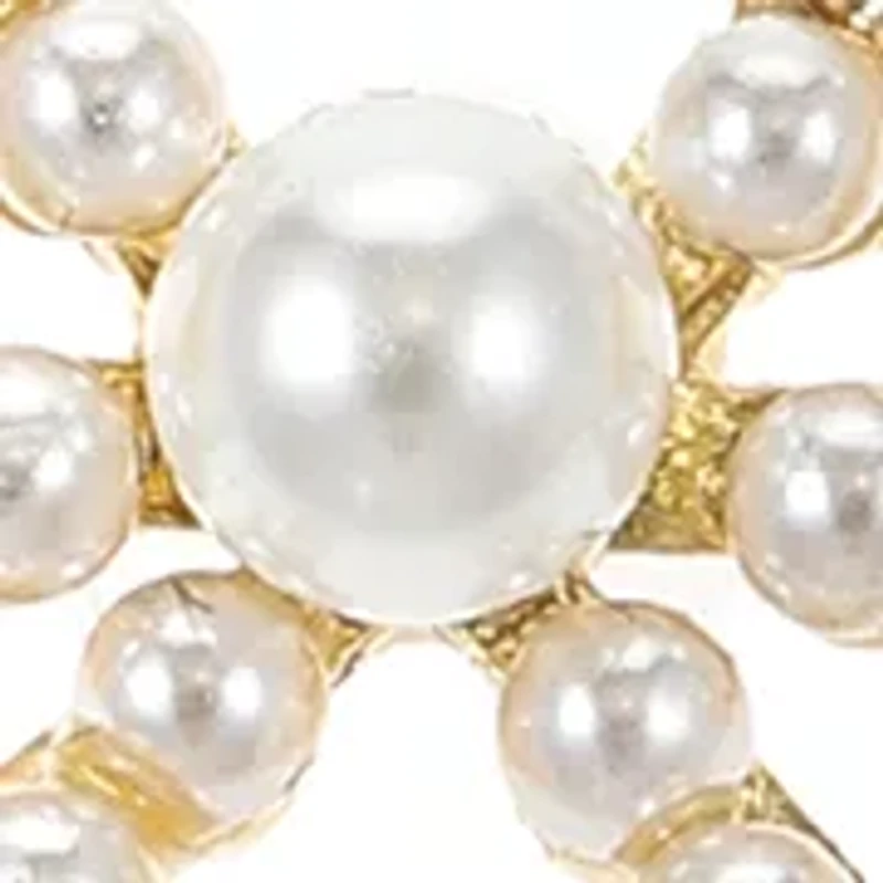 Lab Grown Gold Plated Pearl Bow Pendant Necklace with Cubic Zirconia and Pearl Multi Stud Earrings Set