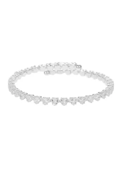 Lab Grown Heart Shaped Cubic Zirconia Coil Tennis Bracelet