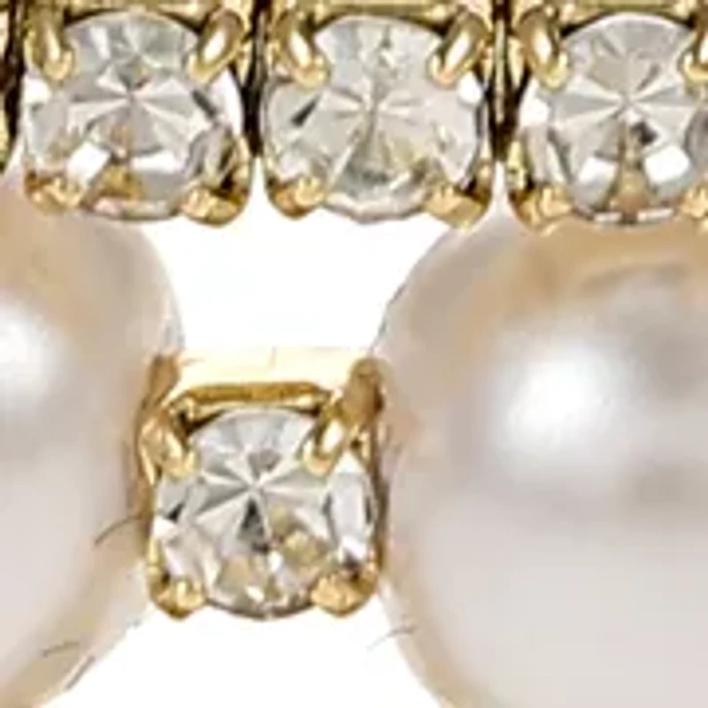 Lab Grown Genuine Crystal and Pearl Coil Tennis Bracelet