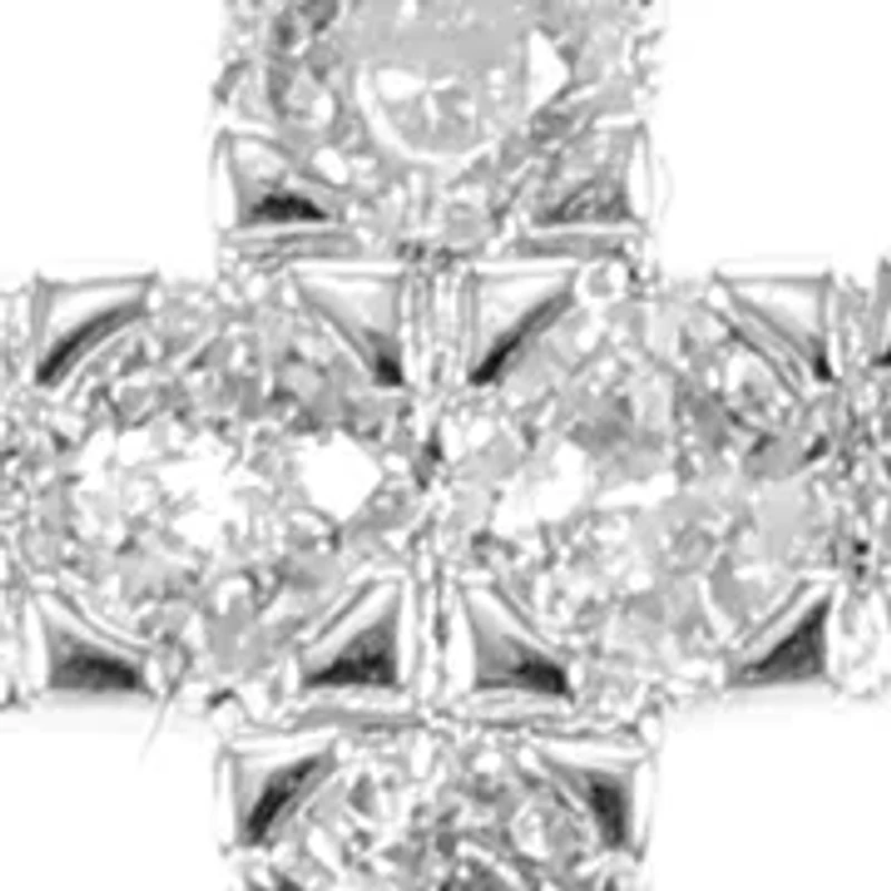 Lab Grown Silver Plated Round CZ Cross Pendant with CZ Round and Cross Stud Earrings Set