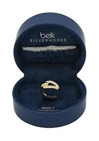 Lab Grown Gold Over Sterling Silver Pave CZ Open Hook Ring