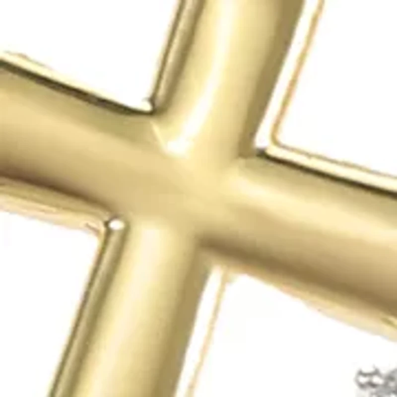 Lab-Grown Double Cross Pendant with Cubic Zirconia Cross Stud Earrings Set