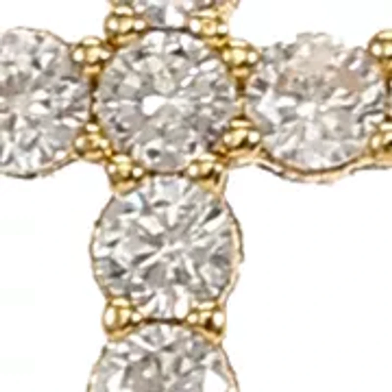 Lab-Grown Gold Tone Cubic Zirconia Tennis Necklace with Cross Pendant