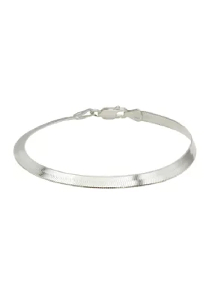 Sterling Silver Herringbone Chain Bracelet