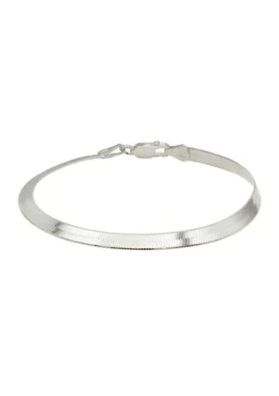 Sterling Silver Herringbone Chain Bracelet