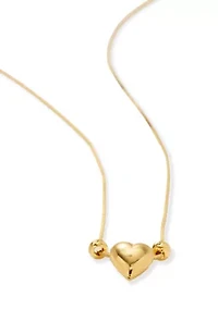 Gold Over Sterling Silver Polished Heart Bead Necklace