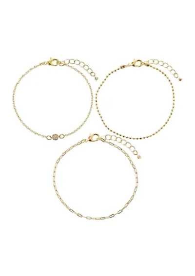 Lab Grown Trio CZ Chain Bracelet Set
