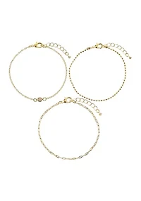 Lab Grown  Trio CZ Chain Bracelet Set