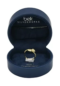 Lab Grown Gold over Sterling Clear Cubic Zirconia Pave Heart Open Wrap Ring