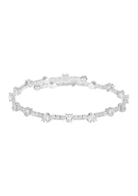 Lab Grown Cubic Zirconia Heart and Round Coil Bracelet