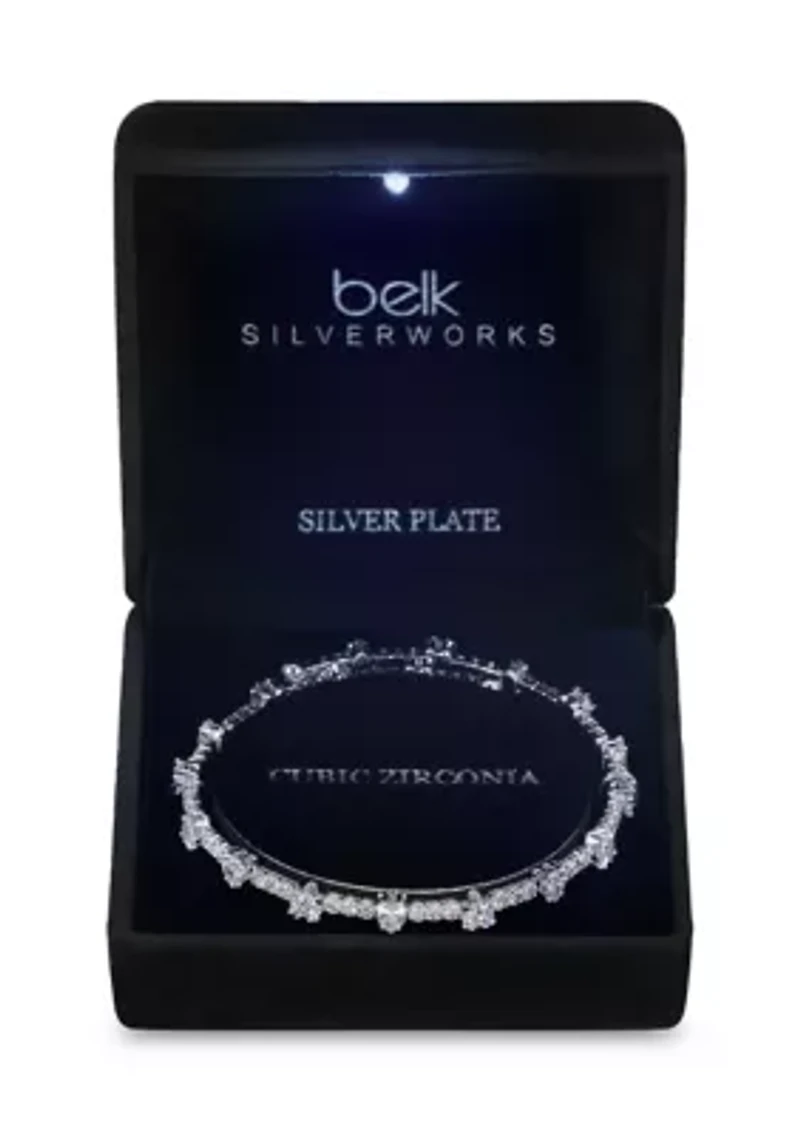 Lab Grown Cubic Zirconia Heart and Round Coil Bracelet