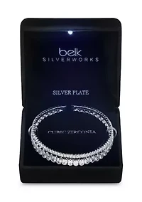 Lab Grown Cubic Zirconia Large and Small Round Double Coil Bracelet
