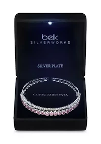 Lab Grown Cubic Zirconia Large and Small Round Double Coil Bracelet