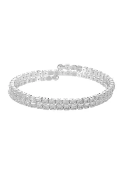 Lab Grown Cubic Zirconia Square Double Coil Bracelet