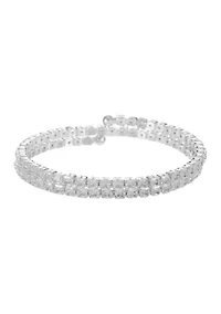 Lab Grown Cubic Zirconia Square Double Coil Bracelet