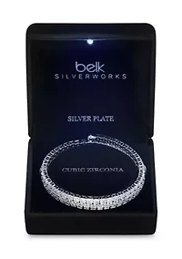 Lab Grown Cubic Zirconia Square Double Coil Bracelet