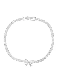 Lab Grown Bow Charm Cubic Zirconia Tennis Bracelet