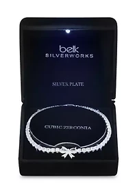 Lab Grown Bow Charm Cubic Zirconia Tennis Bracelet