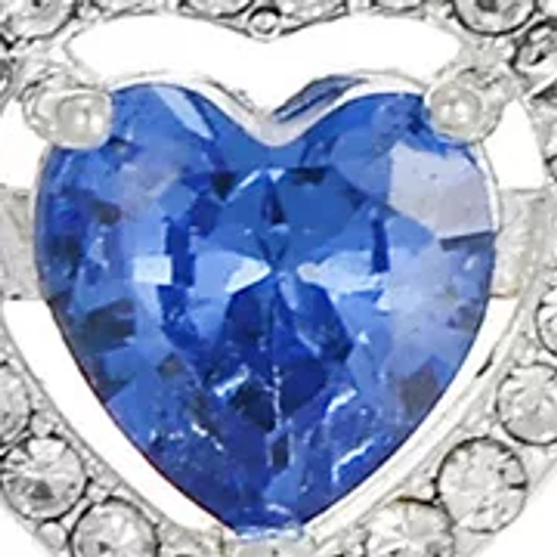 Sapphire Crystal Heart Center Stone CZ Coil Tennis Bracelet