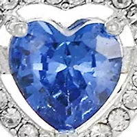 Sapphire Crystal Heart Center Stone CZ Coil Tennis Bracelet