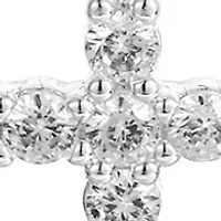 Coil CZ Tennis Bracelet with Cross Charm