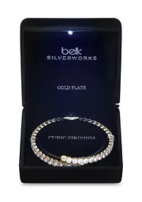 Puffy Heart Charm CZ Coil Tennis Bracelet