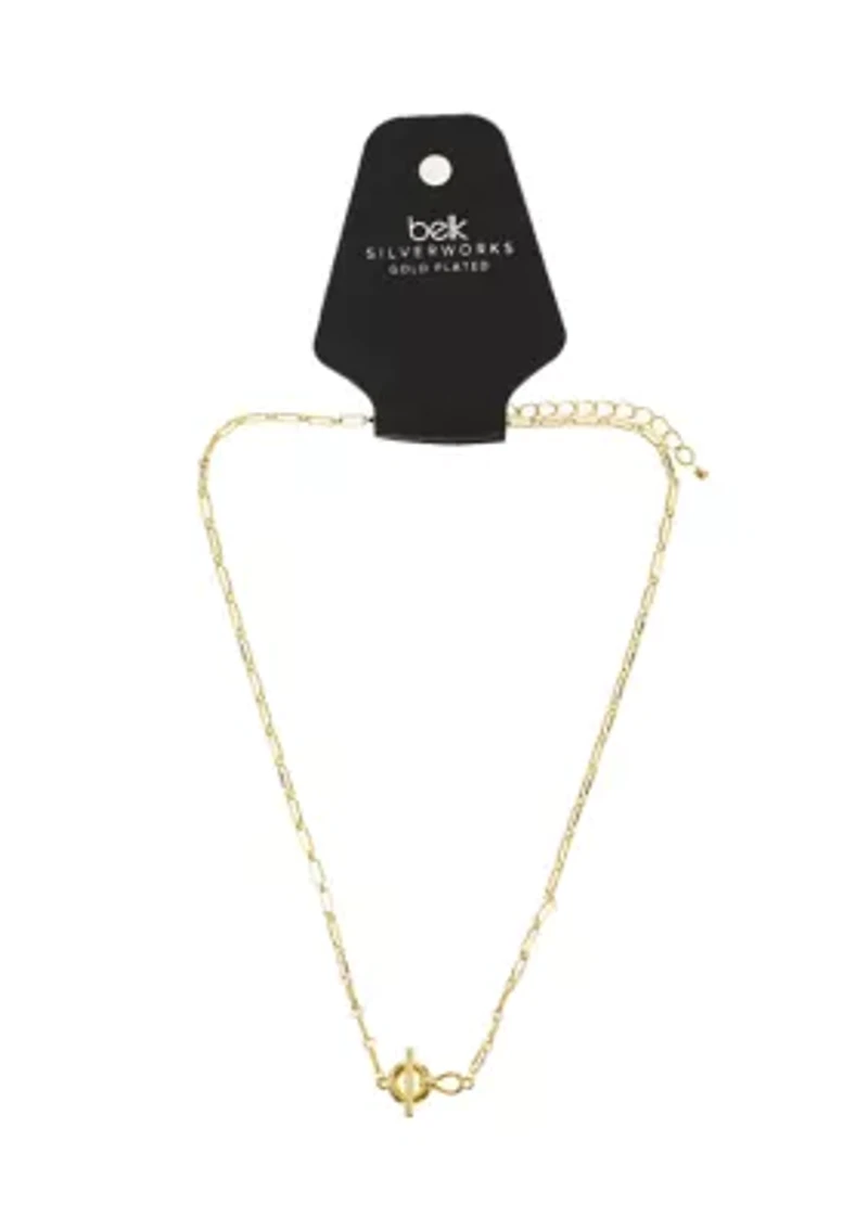 Fine Gold Plated Paper Clip Chain Necklace