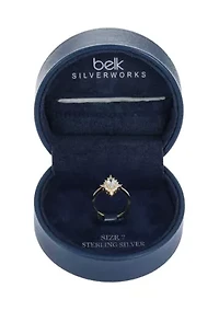 Lab Grown Gold Over Sterling Silver Clear Oval Cubic Zirconia with Multi Shape Halo Ring