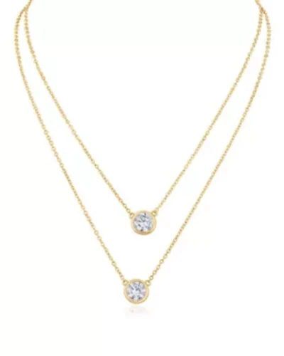 Layed Round CZ Bezel Necklace