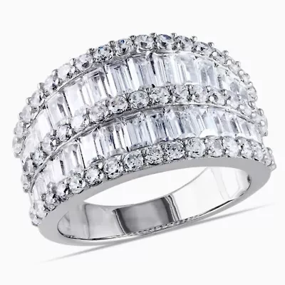 Lab Created Cubic Zirconia Double Row Ring Sterling Silver