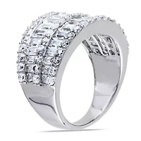 Lab Created Cubic Zirconia Double Row Ring Sterling Silver