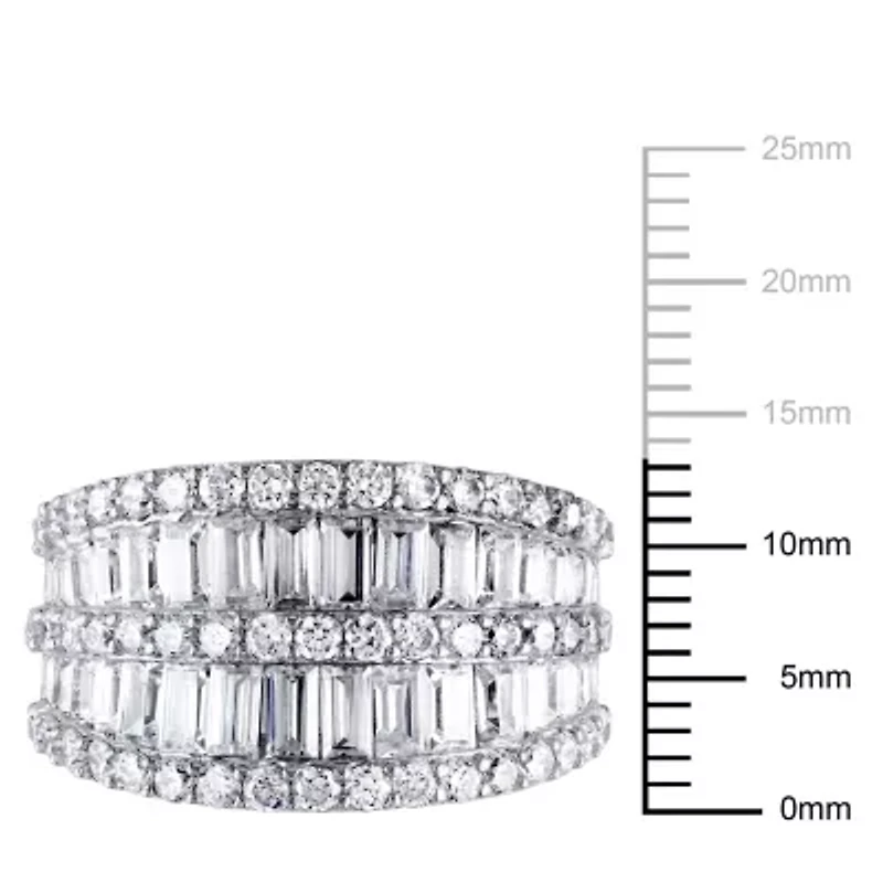 Lab Created Cubic Zirconia Double Row Ring Sterling Silver