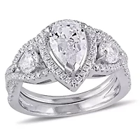 Lab Created Cubic Zirconia Bridal Ring Set Sterling Silver