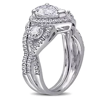 Lab Created Cubic Zirconia Bridal Ring Set Sterling Silver