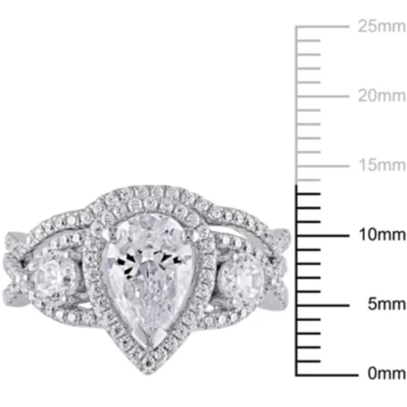 Lab Created Cubic Zirconia Bridal Ring Set Sterling Silver
