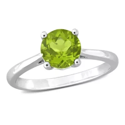 Peridot Solitaire Ring Sterling Silver