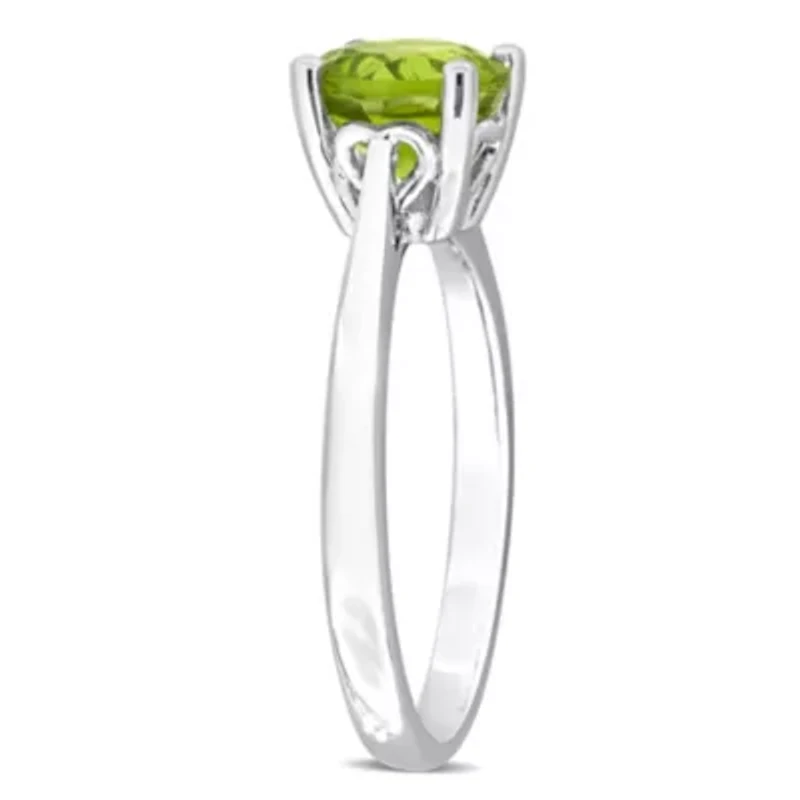 Peridot Solitaire Ring Sterling Silver
