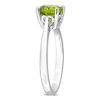Peridot Solitaire Ring Sterling Silver