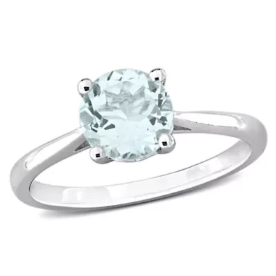 Aquamarine Solitaire Ring Sterling Silver