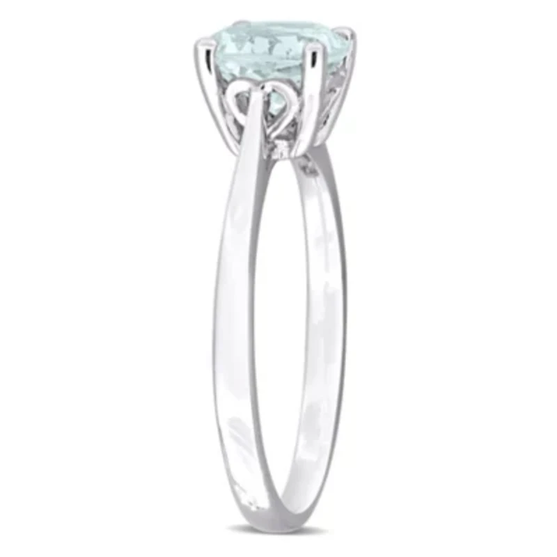 Aquamarine Solitaire Ring Sterling Silver