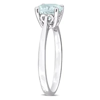 Aquamarine Solitaire Ring Sterling Silver