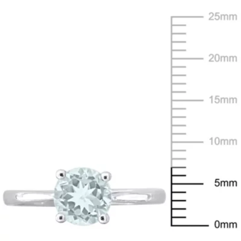 Aquamarine Solitaire Ring Sterling Silver