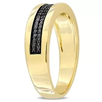 Men's 1/10 ct. t.w. Black Diamond Anniversary Band Yellow Plated Sterling Silver