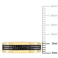 Men's 1/10 ct. t.w. Black Diamond Anniversary Band Yellow Plated Sterling Silver