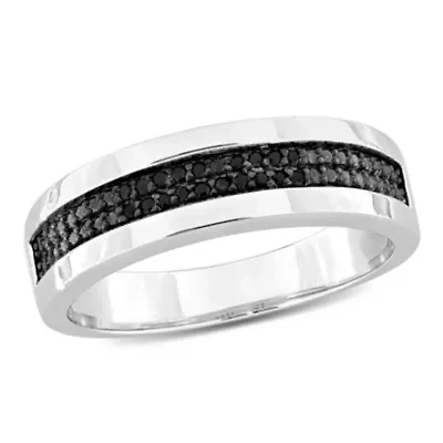 Men's 1/10 ct. t.w. Black Diamond Anniversary Band Sterling Silver